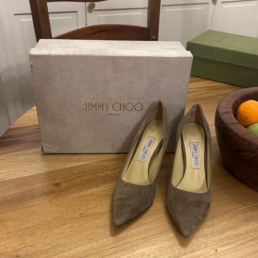 Jimmy Choo Taupe Suede Heels